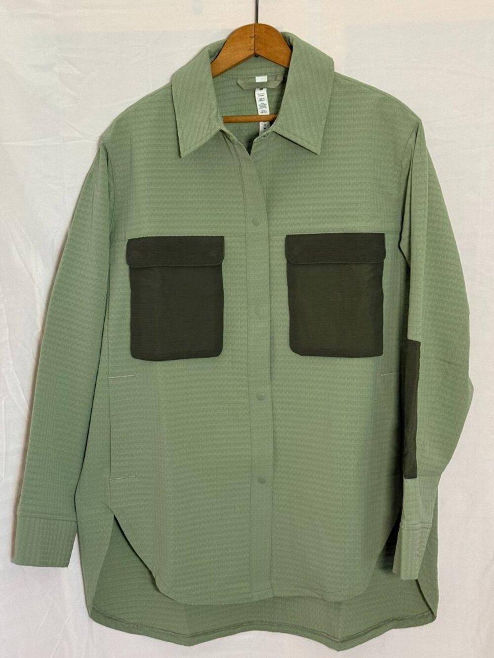 Lululemon Grid Fleece Hiking Overshirt Size 8 Laurel Green Medium Olive LIKE NEW
